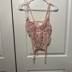 Elegant Pink and Red Lace Chemise